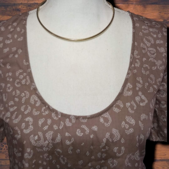 Brown Tiered Dress w/Dotted Leopard Print - Picture 4 of 7